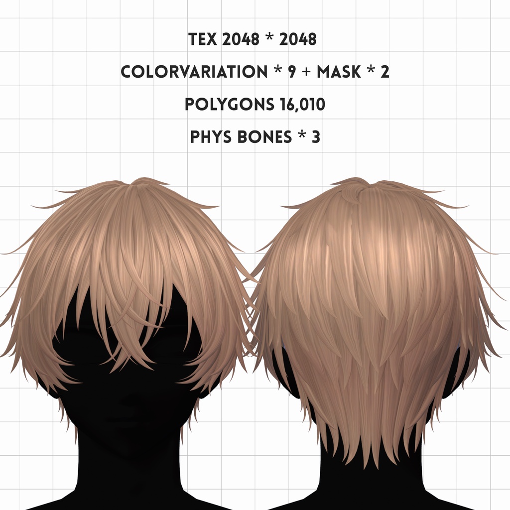 【10アバター対応】MN_re_Hair 02【VRchat想定】