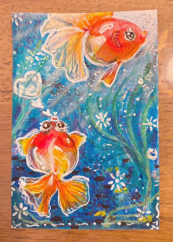 金魚　希望に向かって　ハガキサイズ