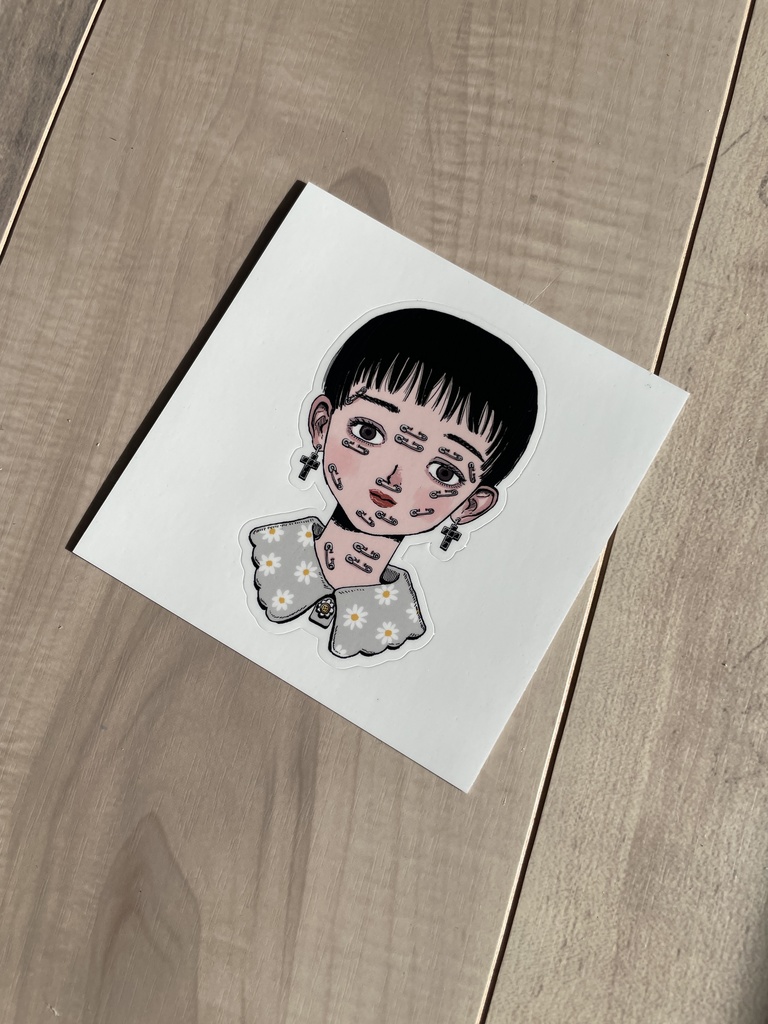 安全ピン女子ステッカー