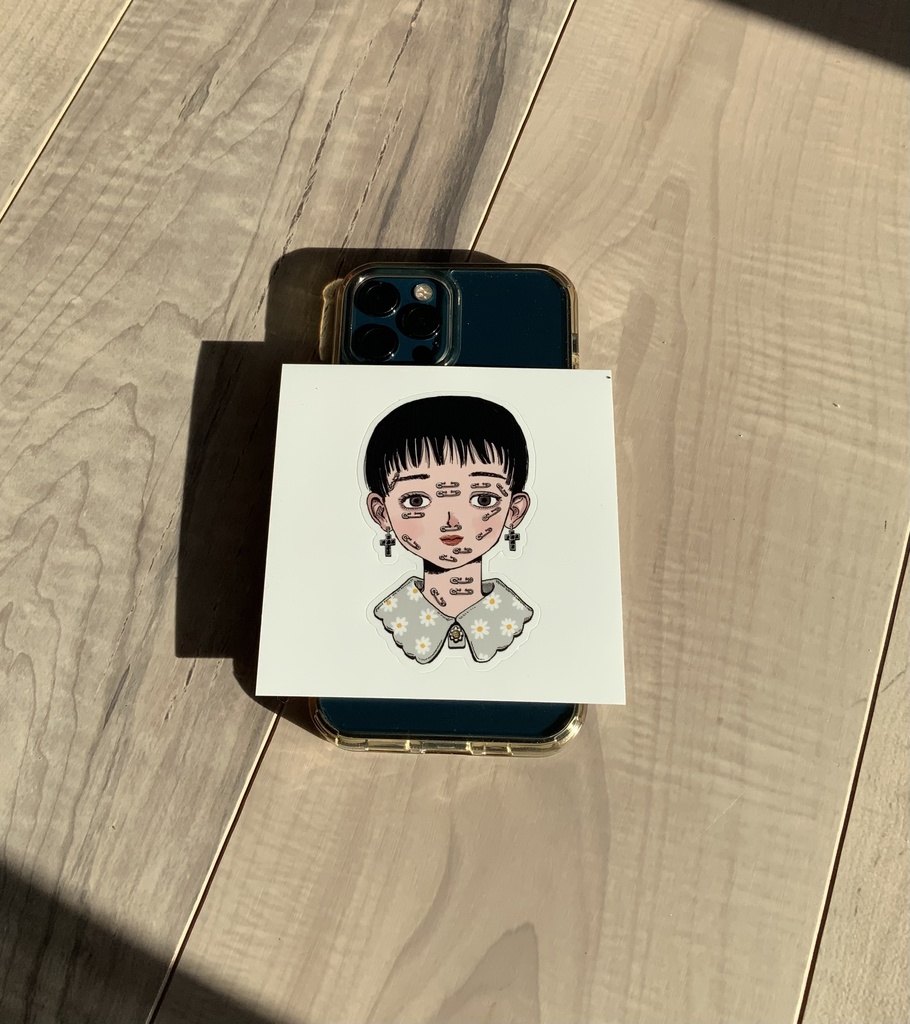 安全ピン女子ステッカー
