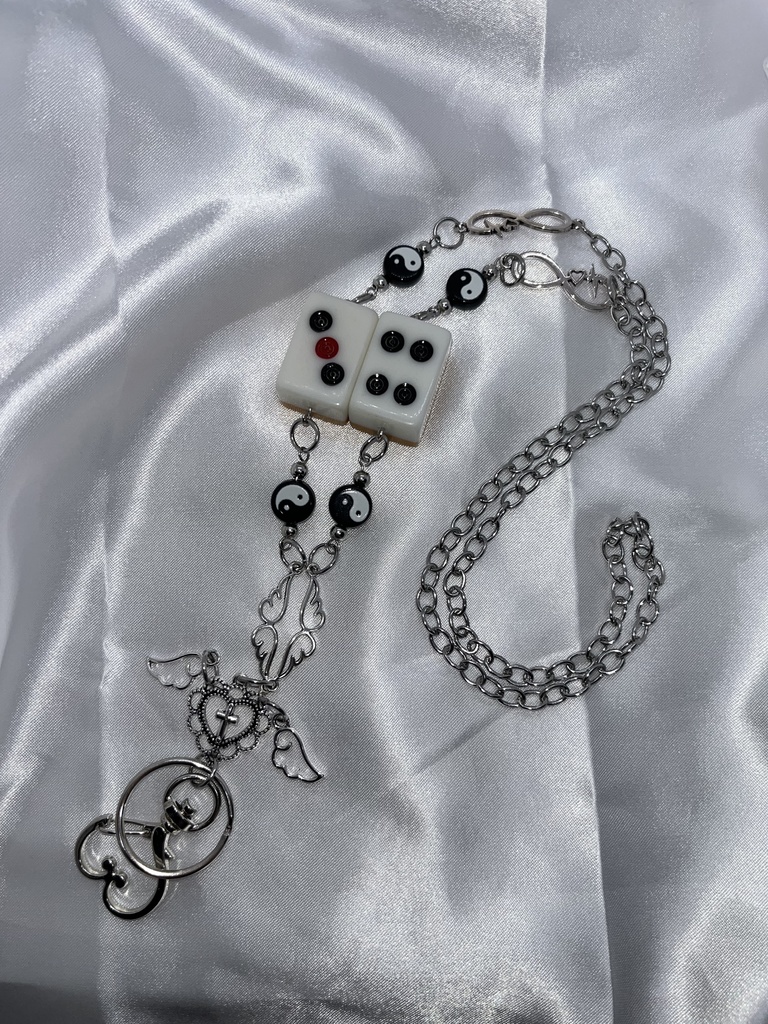 🀄️麻雀牌ストラップ🀄️天使の羽【陰陽】筒子 三四