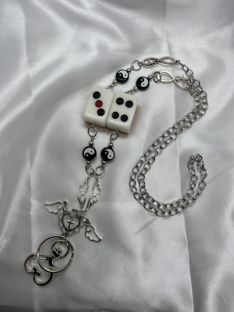 🀄️麻雀牌ストラップ🀄️天使の羽【陰陽】筒子 三四