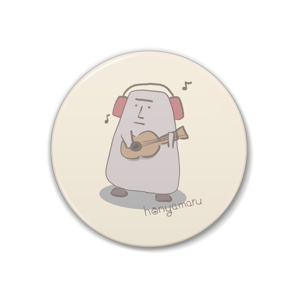 野生のモアイ-缶バッチ(38mm)