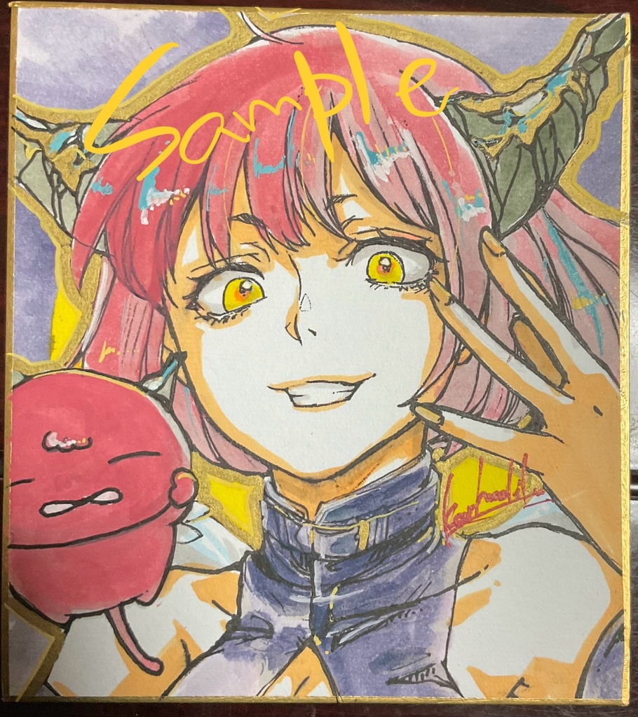 手描きミニ色紙:満月ちゃんドヤ顔