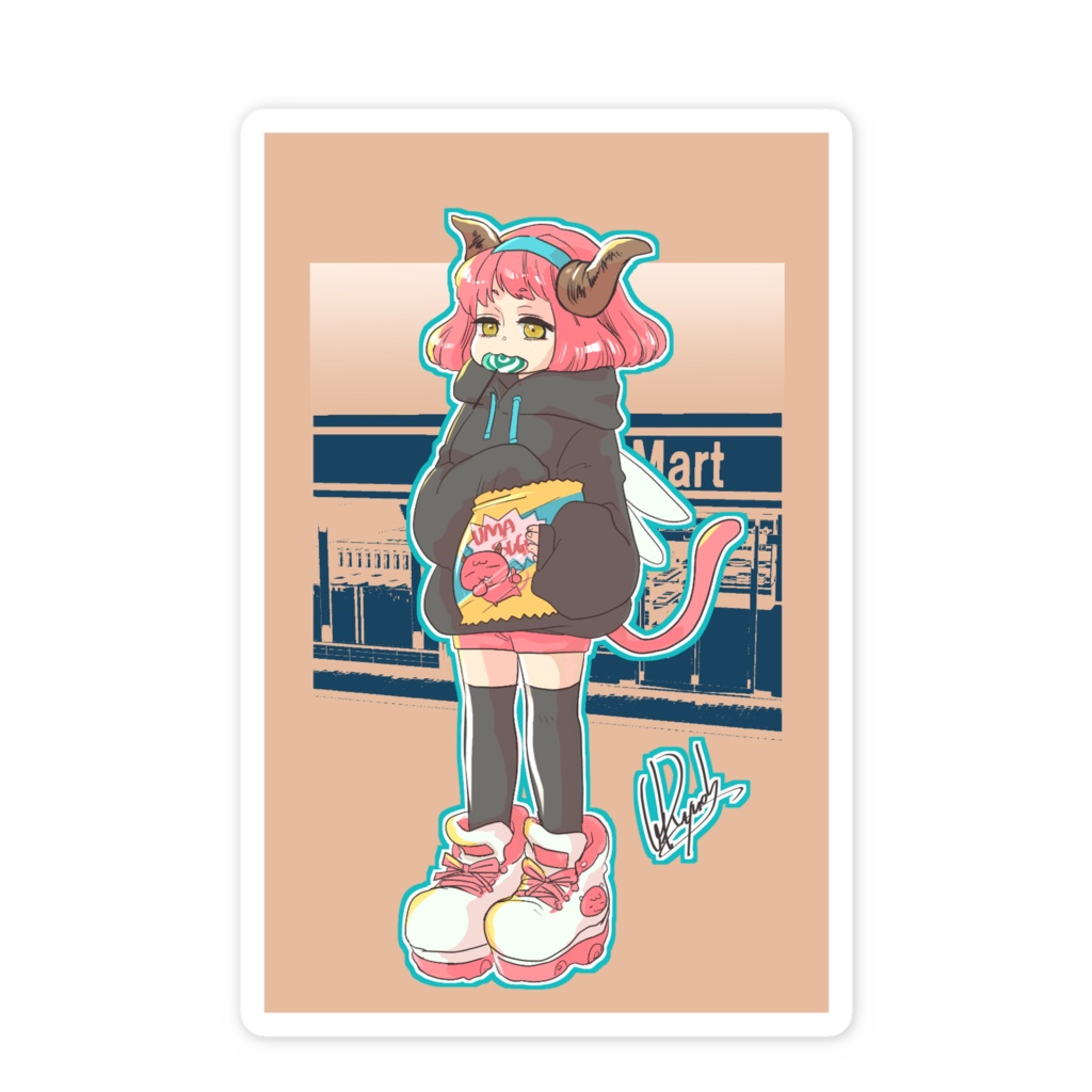 現代風満月ちゃんステッカー