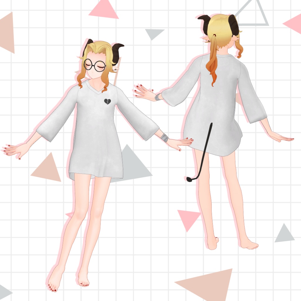 【Plushead用衣装】Heart long shirt