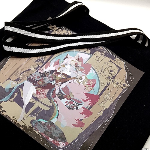 【SALE】籠目の癒しの歌声トートバッグ/フルカラー・ Mサイズ🌸花街しっぽ🌸