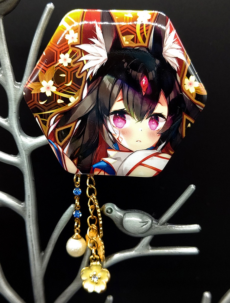 【SALE】桜の缶バッジアクセ 65mmx58mm🌸花街しっぽ🌸