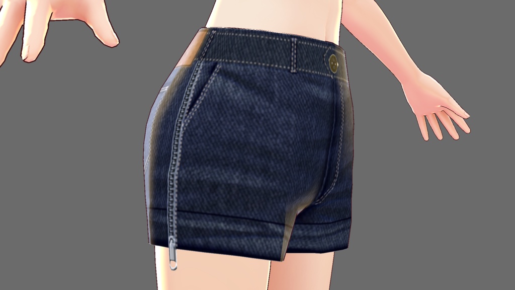 【VRoid】横ジッパー付きデニムショートパンツ+6色