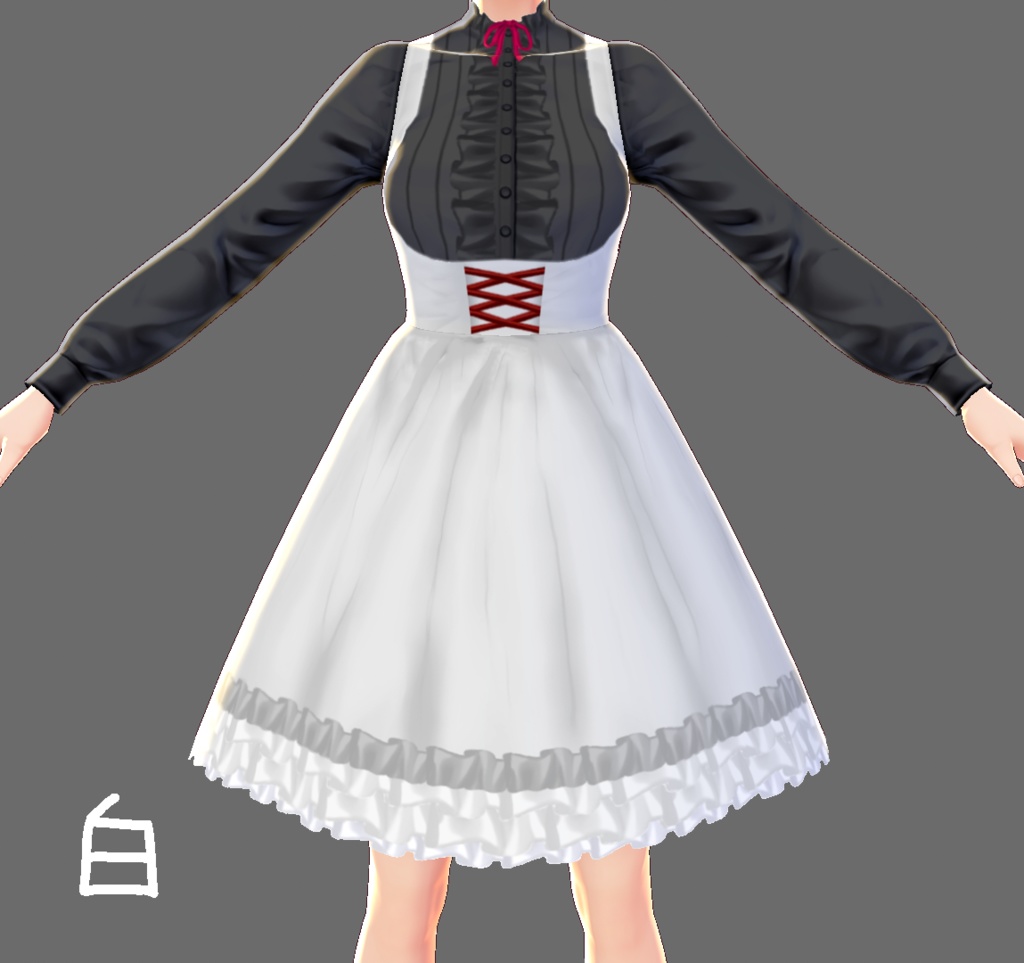 【VRoid】ブラウス&フリルスカート2種類×4色(オマケつき)