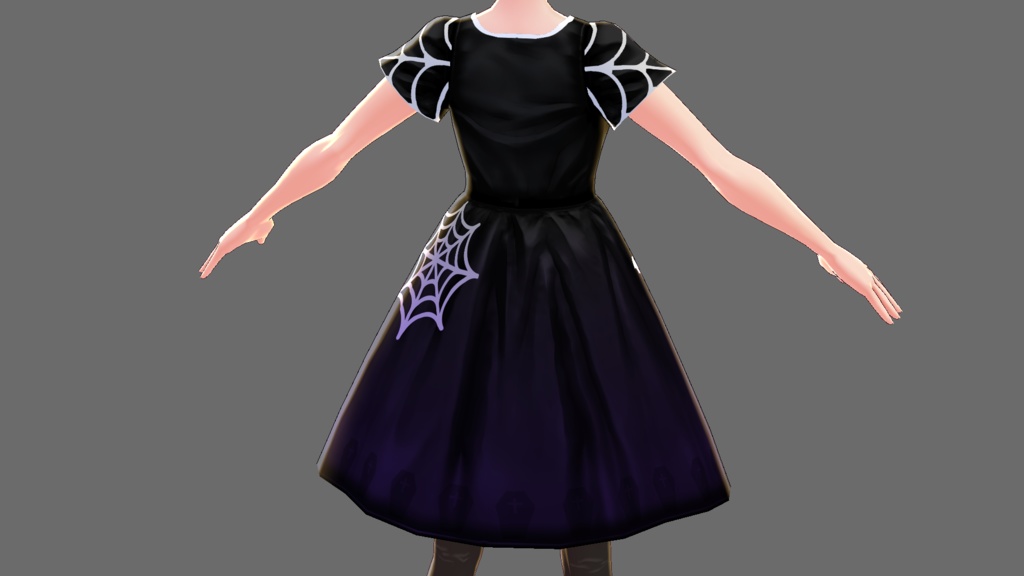 【VRoid】ハロウィンドレス(お墓とコウモリモチーフ)×4色