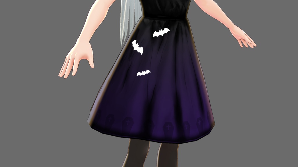 【VRoid】ハロウィンドレス(お墓とコウモリモチーフ)×4色
