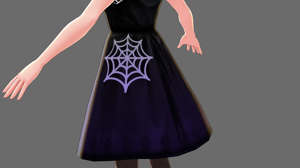 【VRoid】ハロウィンドレス(お墓とコウモリモチーフ)×4色