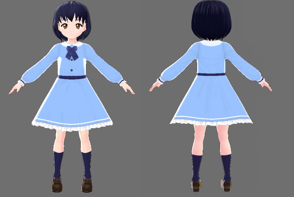 【VRoid】女児むけワンピース 四種×2+白黒