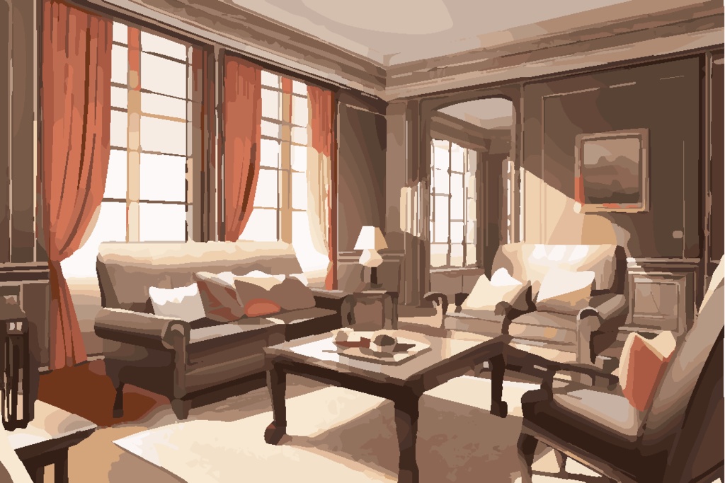 クラシカルな格式高い部屋イラスト素材集