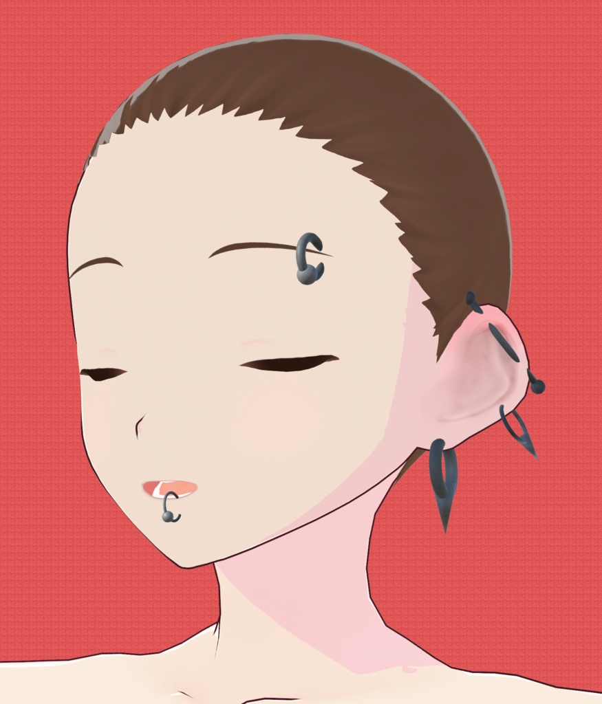 シルバーピアス リングとバーベルセット