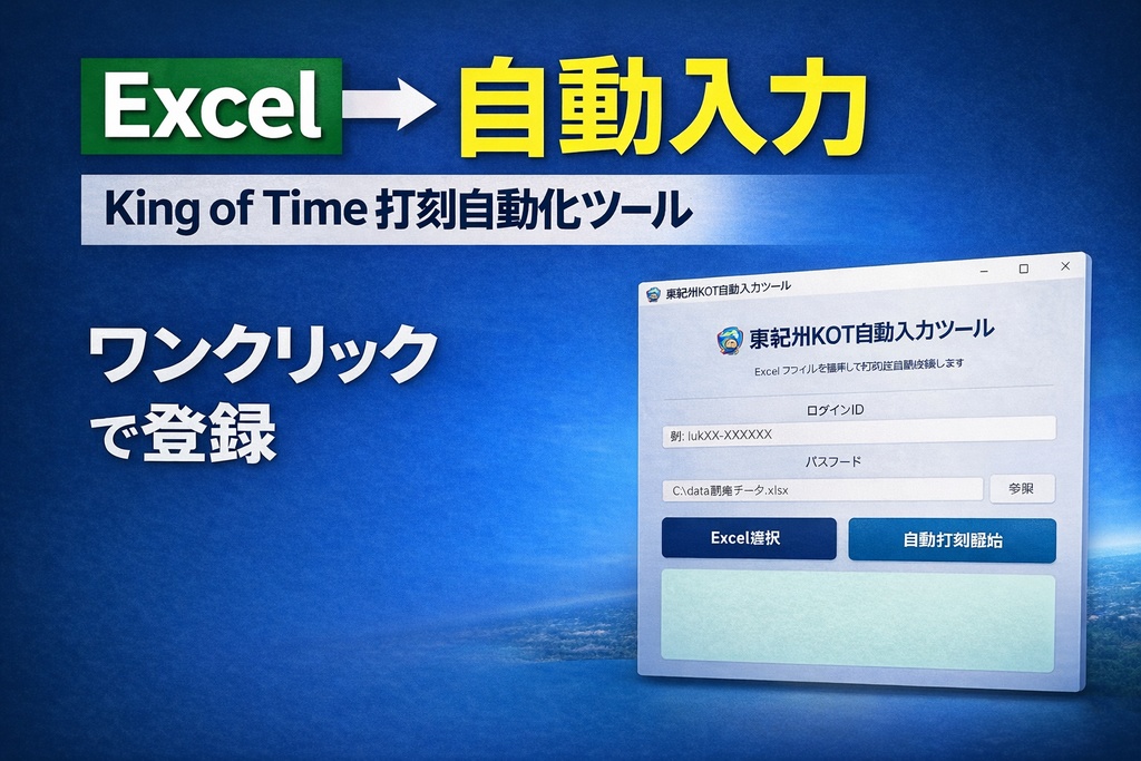 King of Time 自動打刻ツール（Excel連携・完全自動）