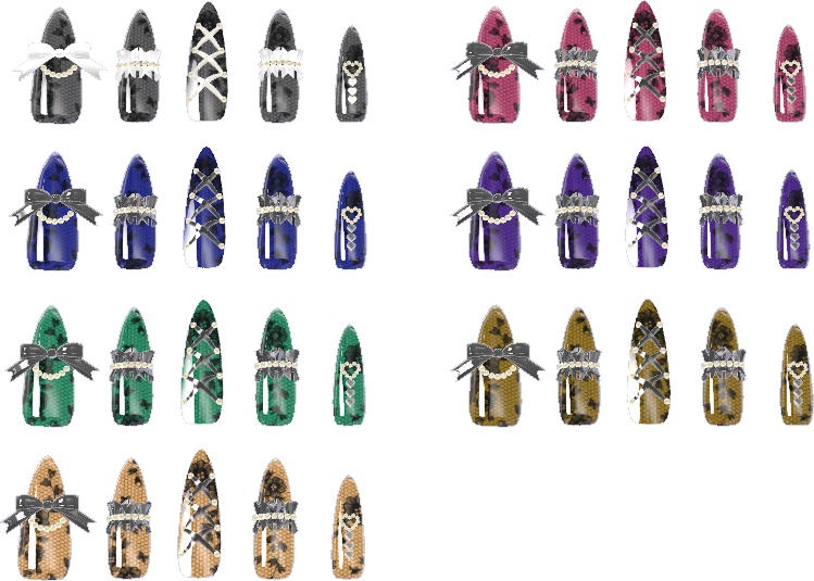 【16アバター対応】フリルリボン付きネイル♡ElegantFrills♡【MDollnail対応】