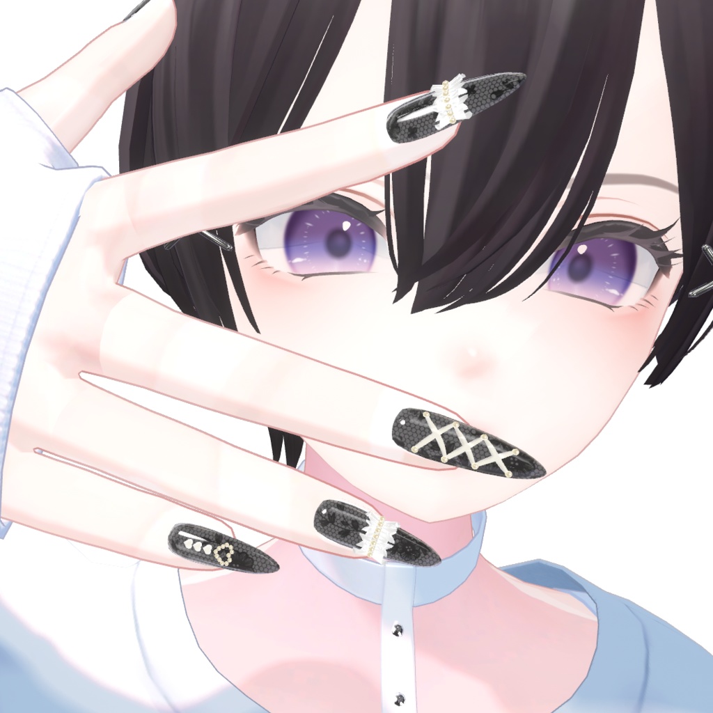 【16アバター対応】フリルリボン付きネイル♡ElegantFrills♡【MDollnail対応】