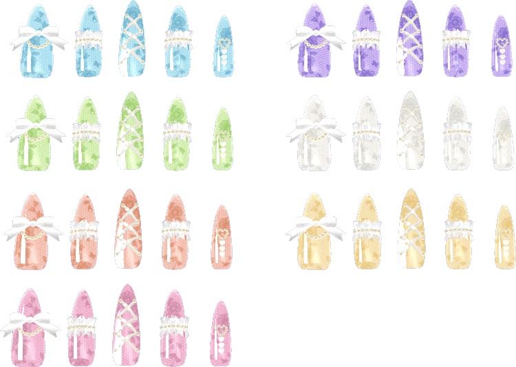 【16アバター対応】フリルリボン付きネイル♡ElegantFrills♡【MDollnail対応】