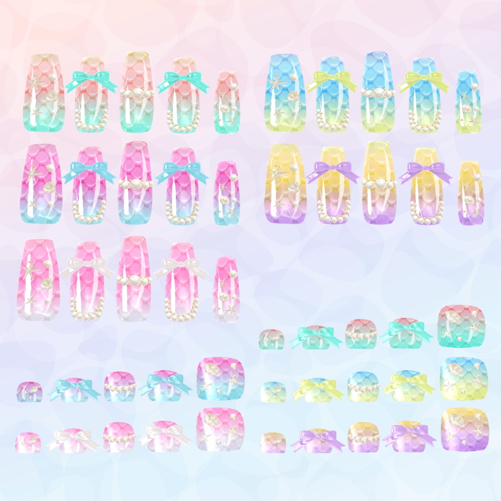 【14アバター対応】マーメイドネイル♡MermaidNails♡【MDollnail対応】