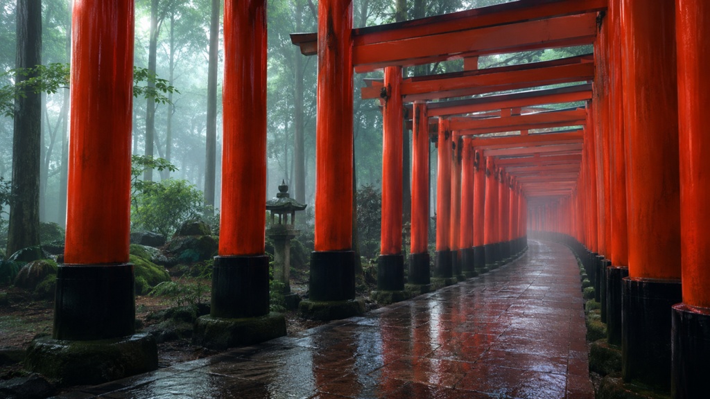Rainy Fushimi Inari｜雨上がりの伏見稲荷風・千本鳥居｜1920×1080