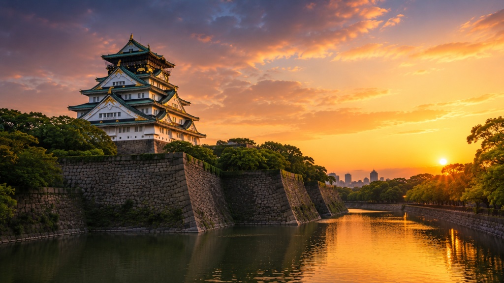 Osaka Castle at Sunset|夕焼けの大阪城|Japanese Castle PC Wallpaper 1920×1080
