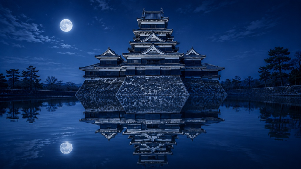 Matsumoto Castle in Moonlight｜月明かりの松本城｜Japanese Castle PC Wallpaper 1920×1080