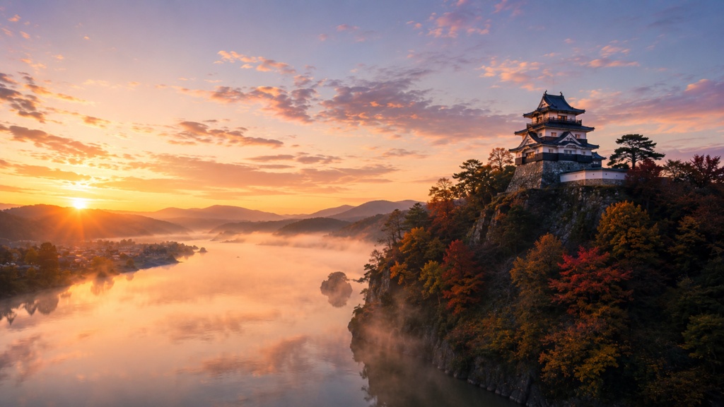 nuyama Castle in Morning Mist｜朝霧の木曽川と犬山城｜Japanese Castle PC Wallpaper 1920×1080