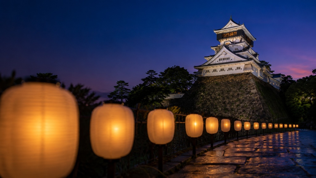 Kokura Castle in Lantern Light｜宵祭りの灯りと小倉城｜Japanese Castle PC Wallpaper 1920×1080