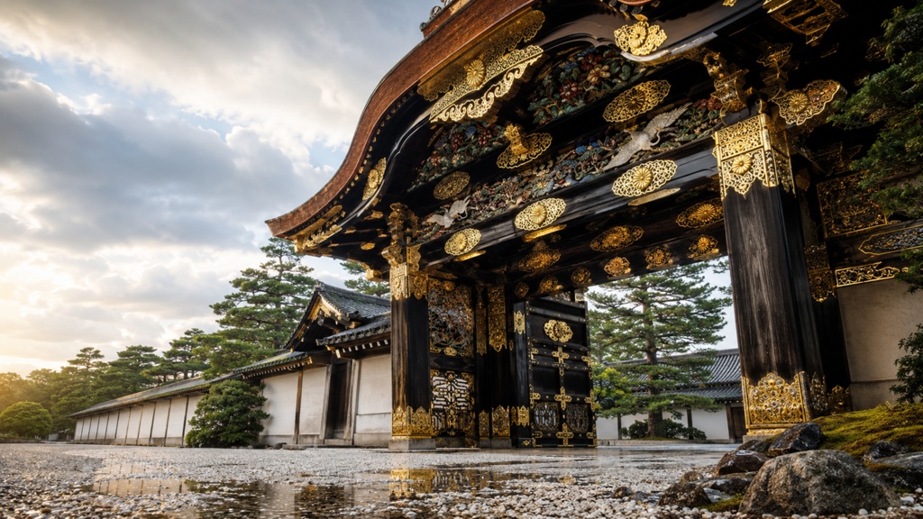 Nijo Castle Karamon after Rain|雨上がりの二条城唐門|Japanese Castle PC Wallpaper 1920×1080