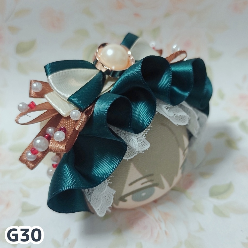 [G30]リボンたっぷりおまんじゅう用ヘッドドレス[ビリジアン]