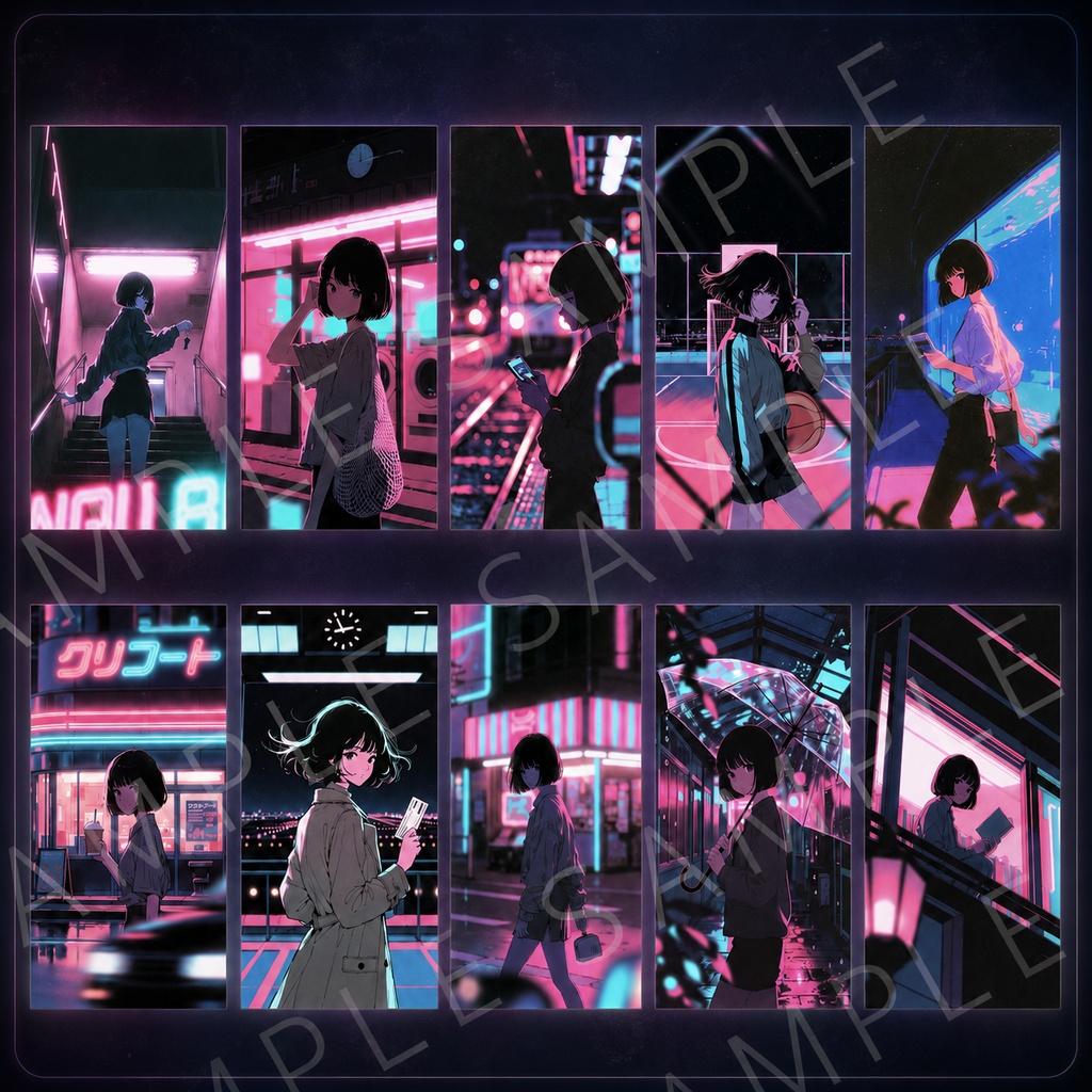 NeonMuse Wallpaper Pack Vol.1 - Neon Nights|スマホ壁紙10枚セット
