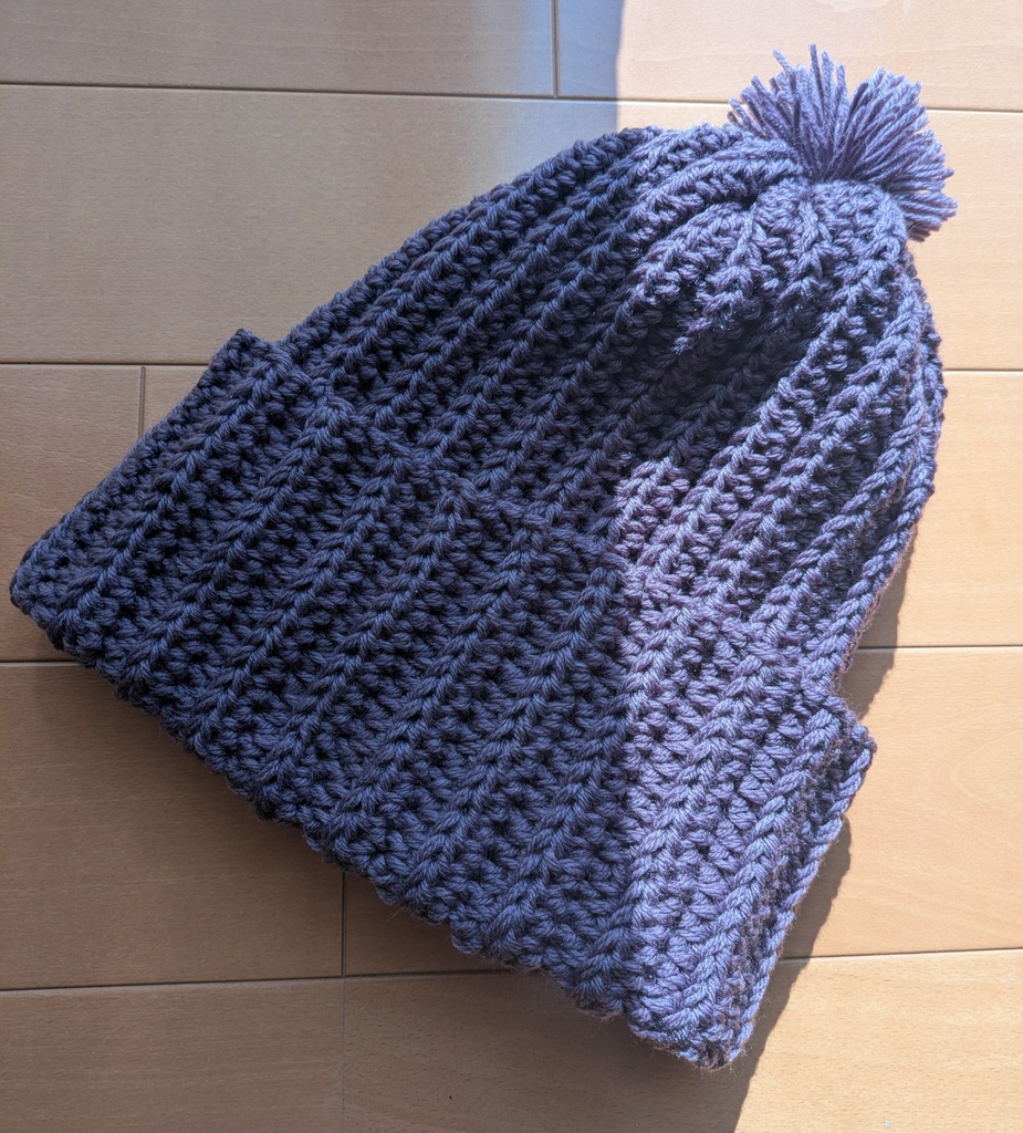 【自宅配送】手編みのニット帽（大きめ）1点【ゆきんこファンディング】