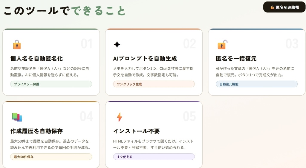 匿名AI連絡帳