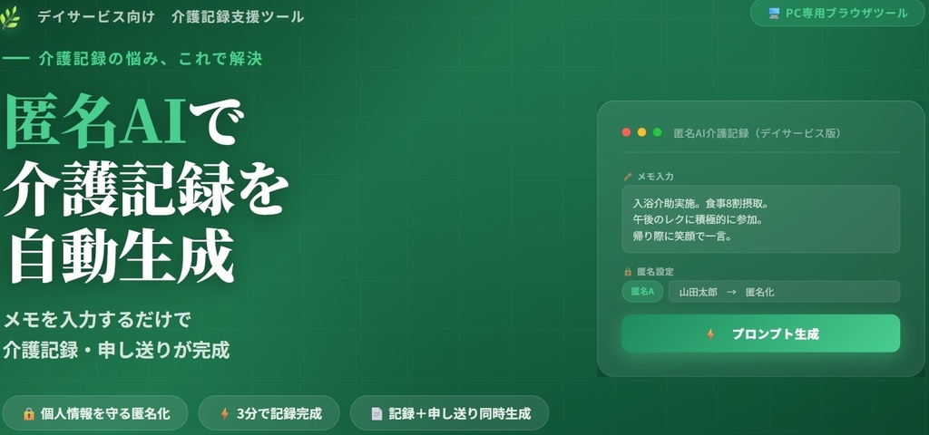 匿名AI介護記録_デイサービス版