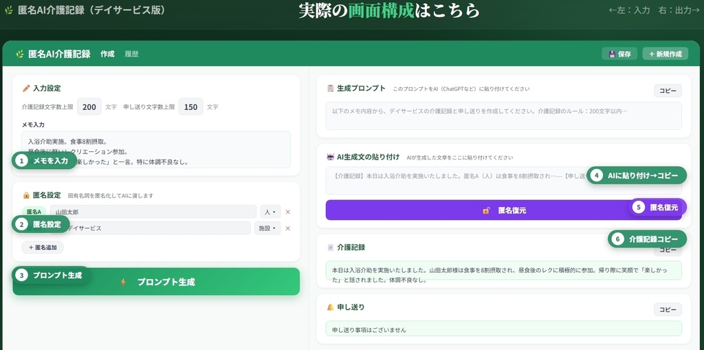 匿名AI介護記録_デイサービス版