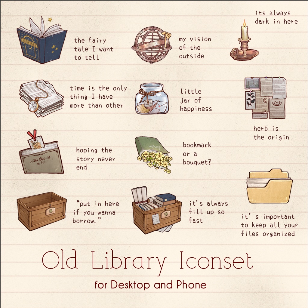 Old Library Iconset | Desktop/ Phone icons | Window, Android