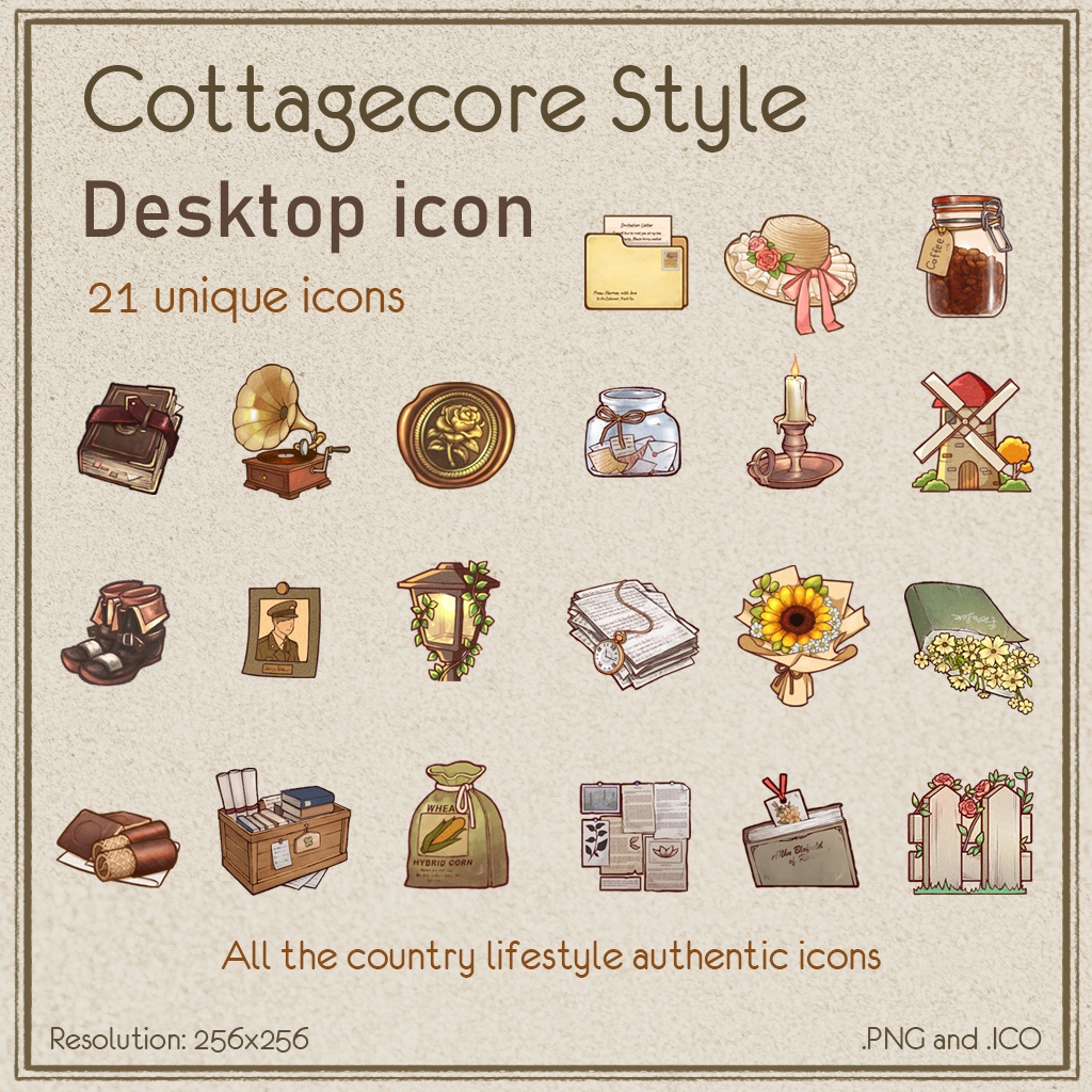 Cottagecore Iconset | Desktop/ Phone icons | Window, Android