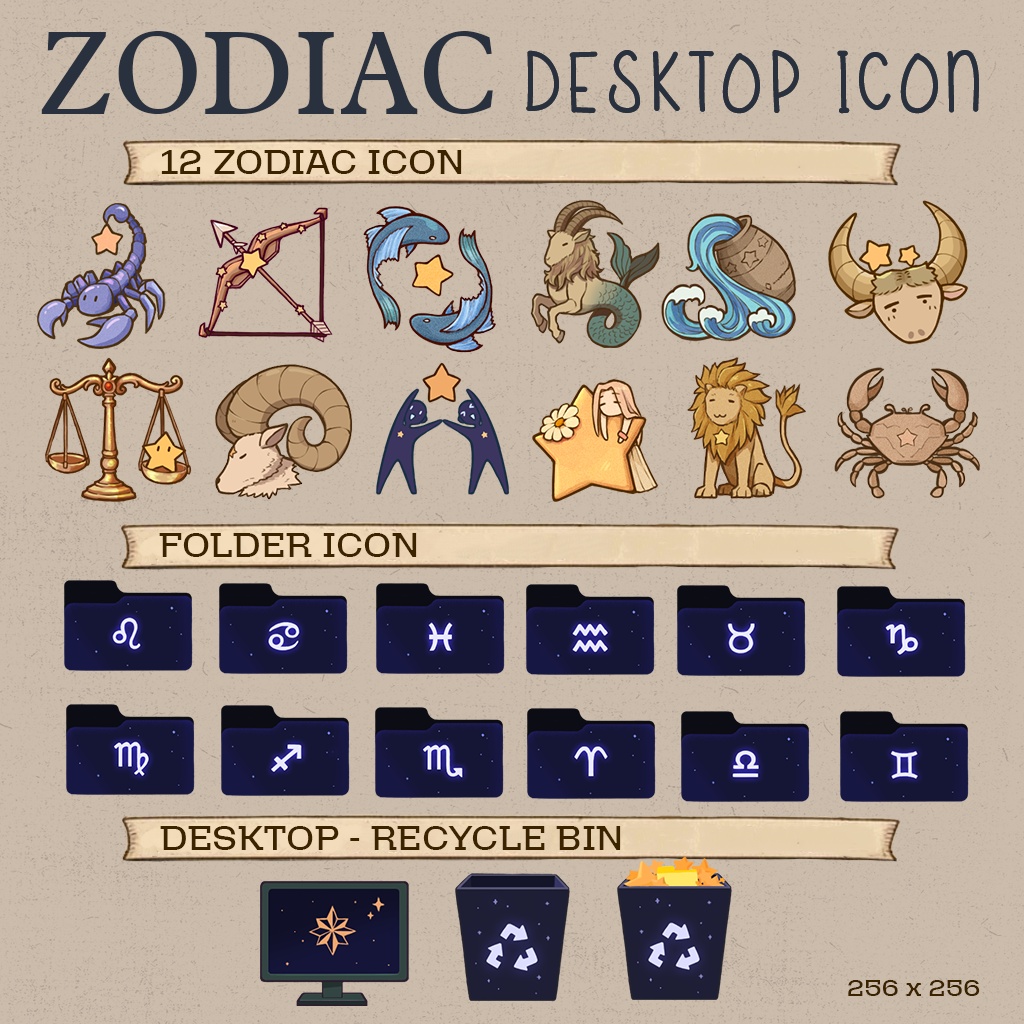 Zodiac V2 ICON | Desktop Icons | Sticker | Material