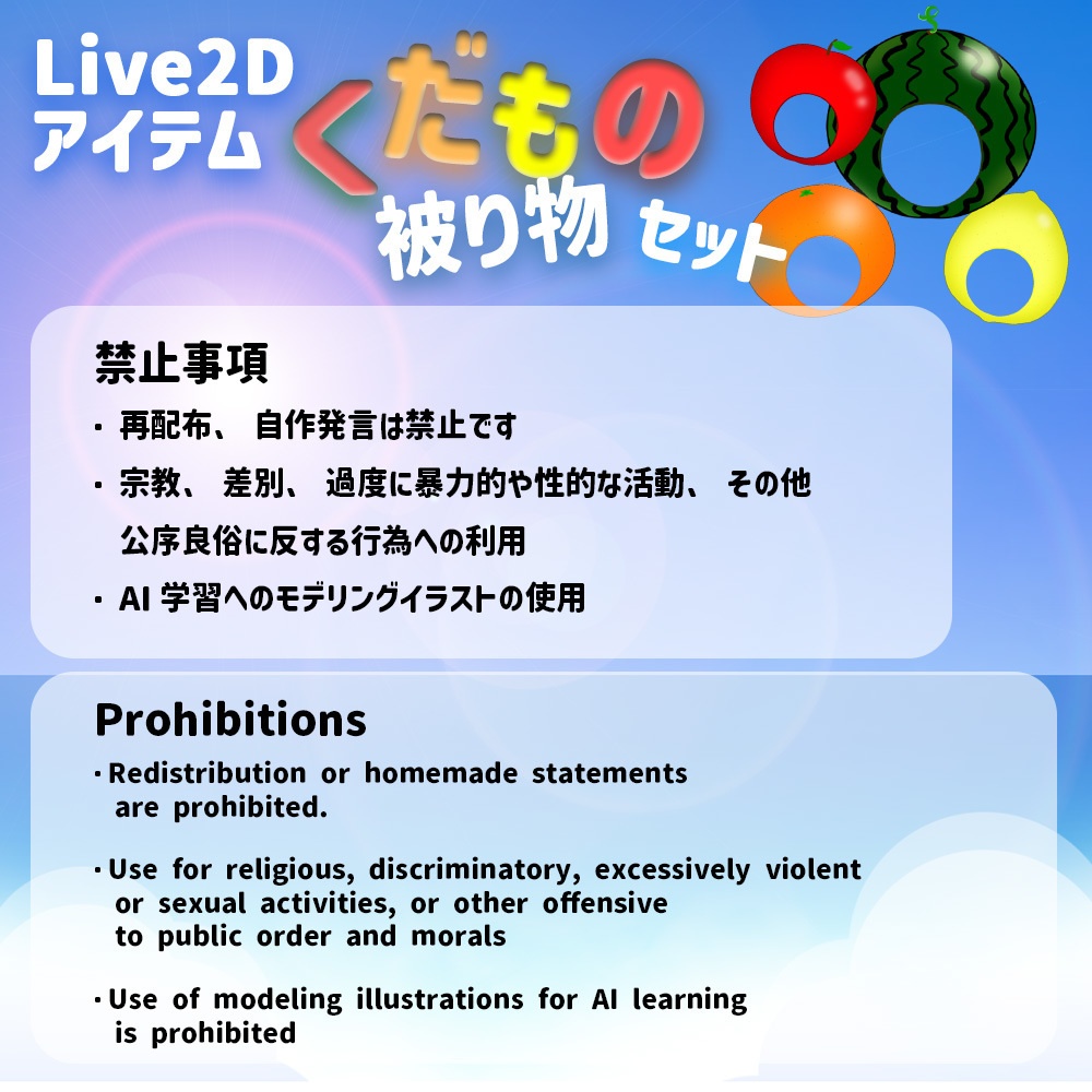 Live2Dアイテム「くだものかぶりものセット」