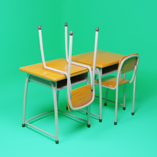 【シンプル3Dモデル】学校の机と椅子セット
