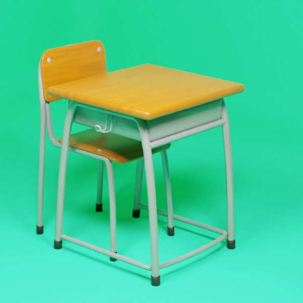 【シンプル3Dモデル】学校の机と椅子セット