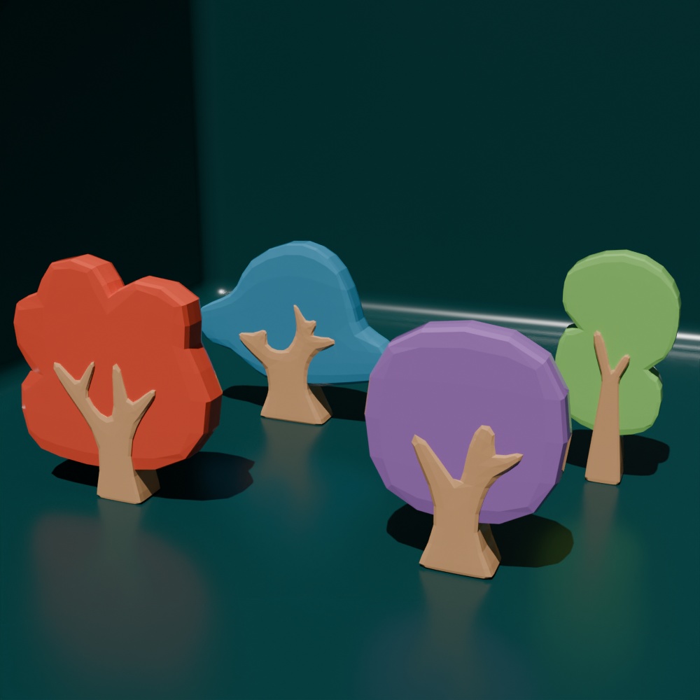 【シンプル3Dモデル】木製のおもちゃっぽい木のオブジェクト