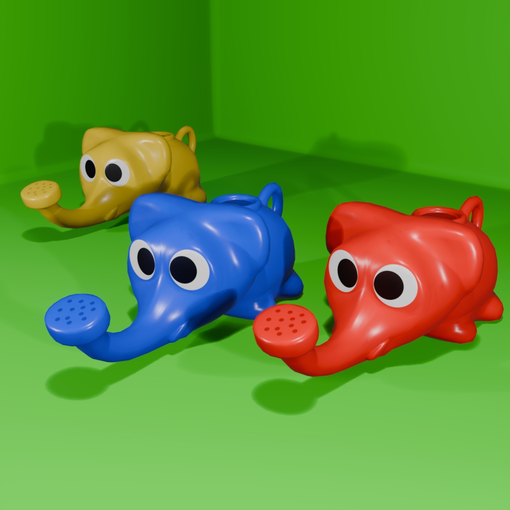 【シンプル3Dモデル】ゾウさんのジョーロ