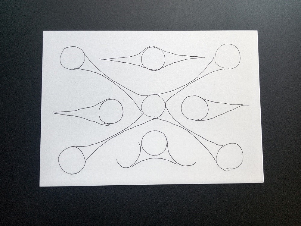 【真作】青山密 作 ペン画 抽象画 SIDE NO.04