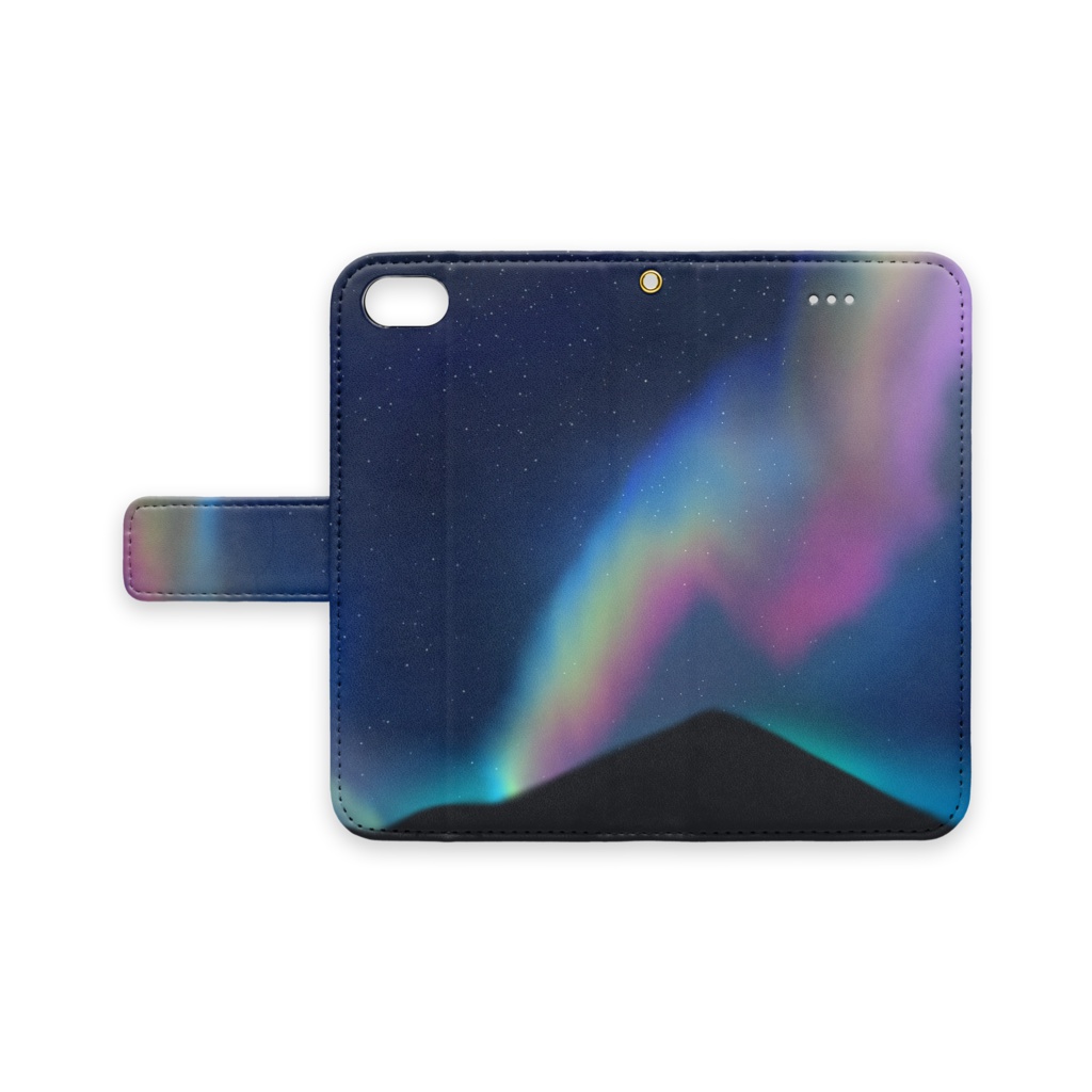 手帳型iPhoneケース オーロラ