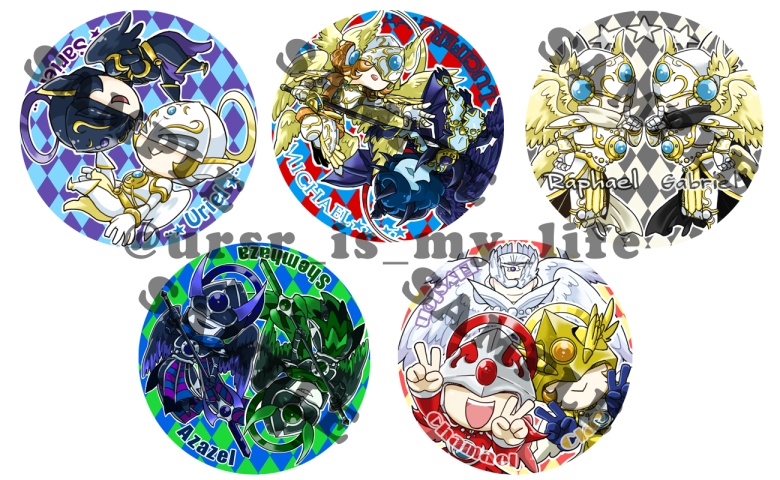 天使族缶バッジ