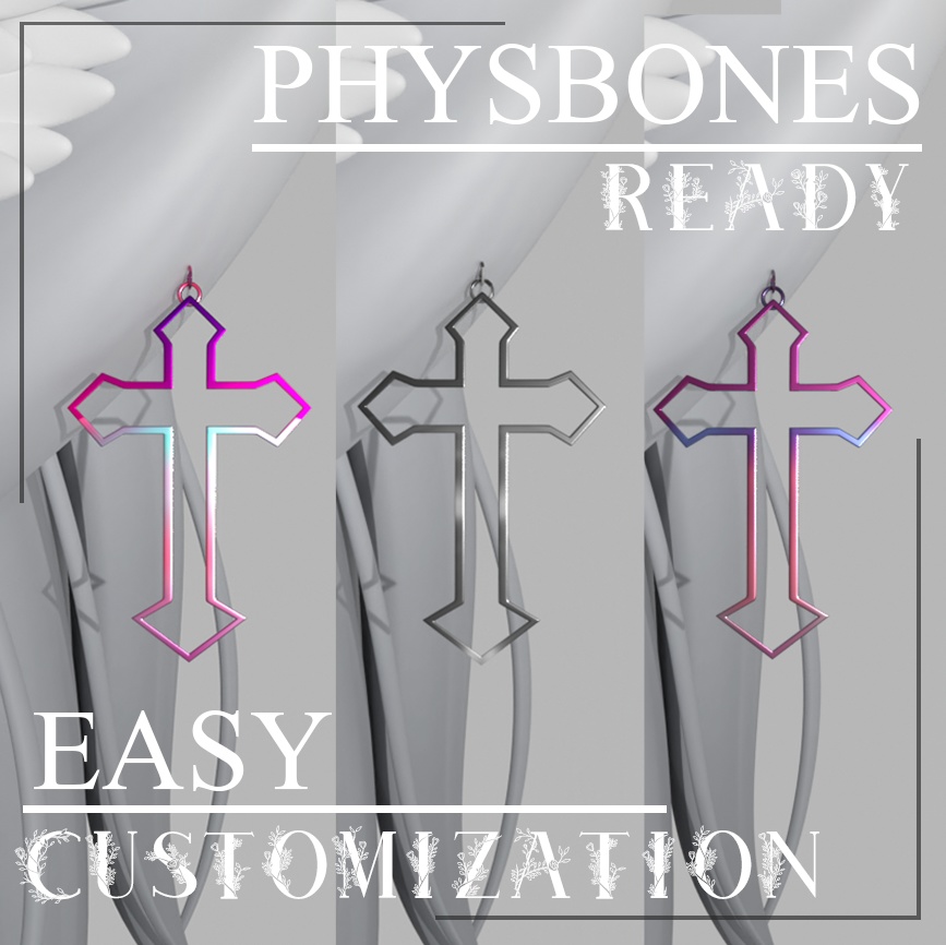 CRUCIS Earrings (Physbones Ready)【VRChat】