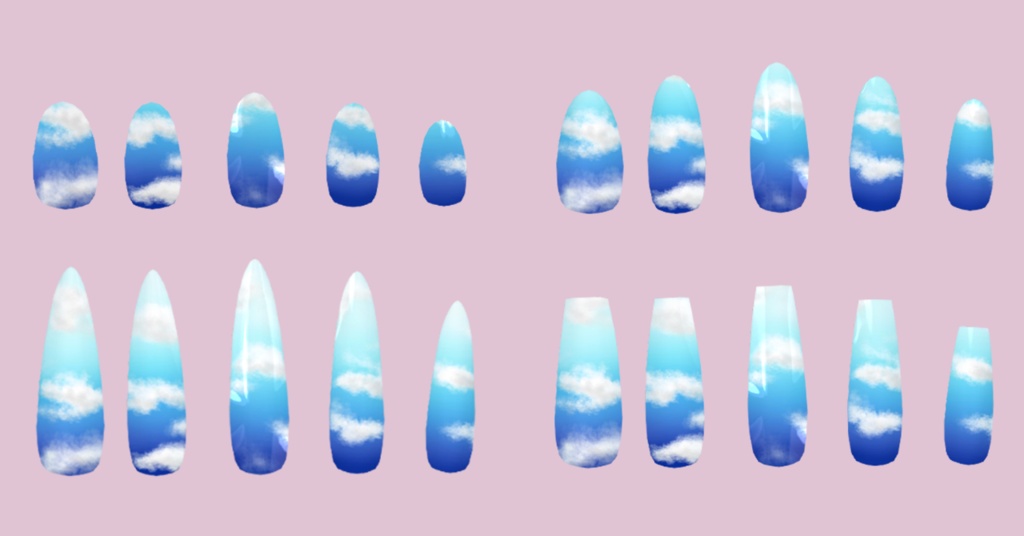 【MDollnail対応】空色ネイル